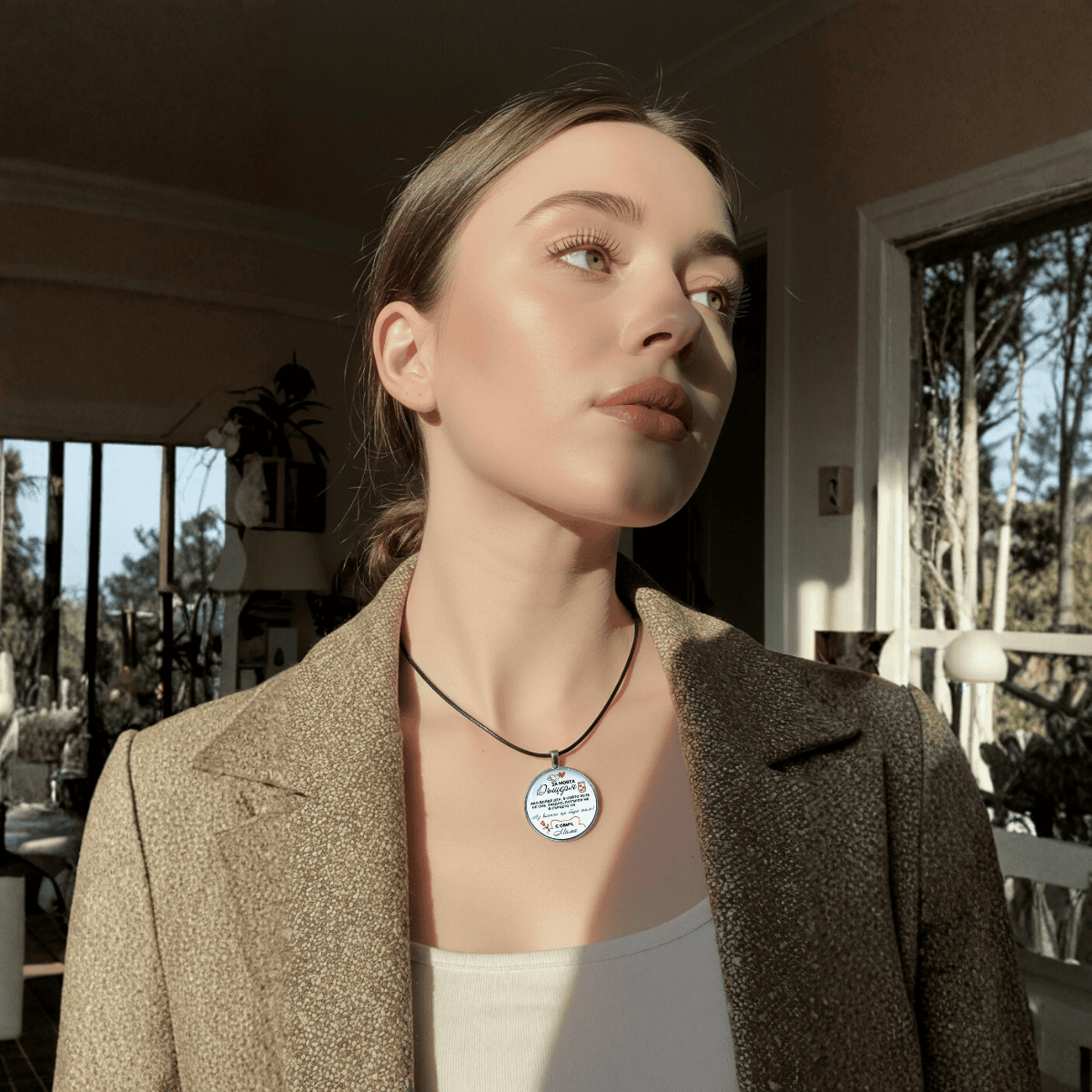 Ръчно изработен медальон от майка за дъщеря [кръгъл]